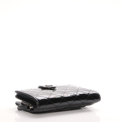 Chanel Patent Quilted Zip Pocket Wallet Black 4 of 8