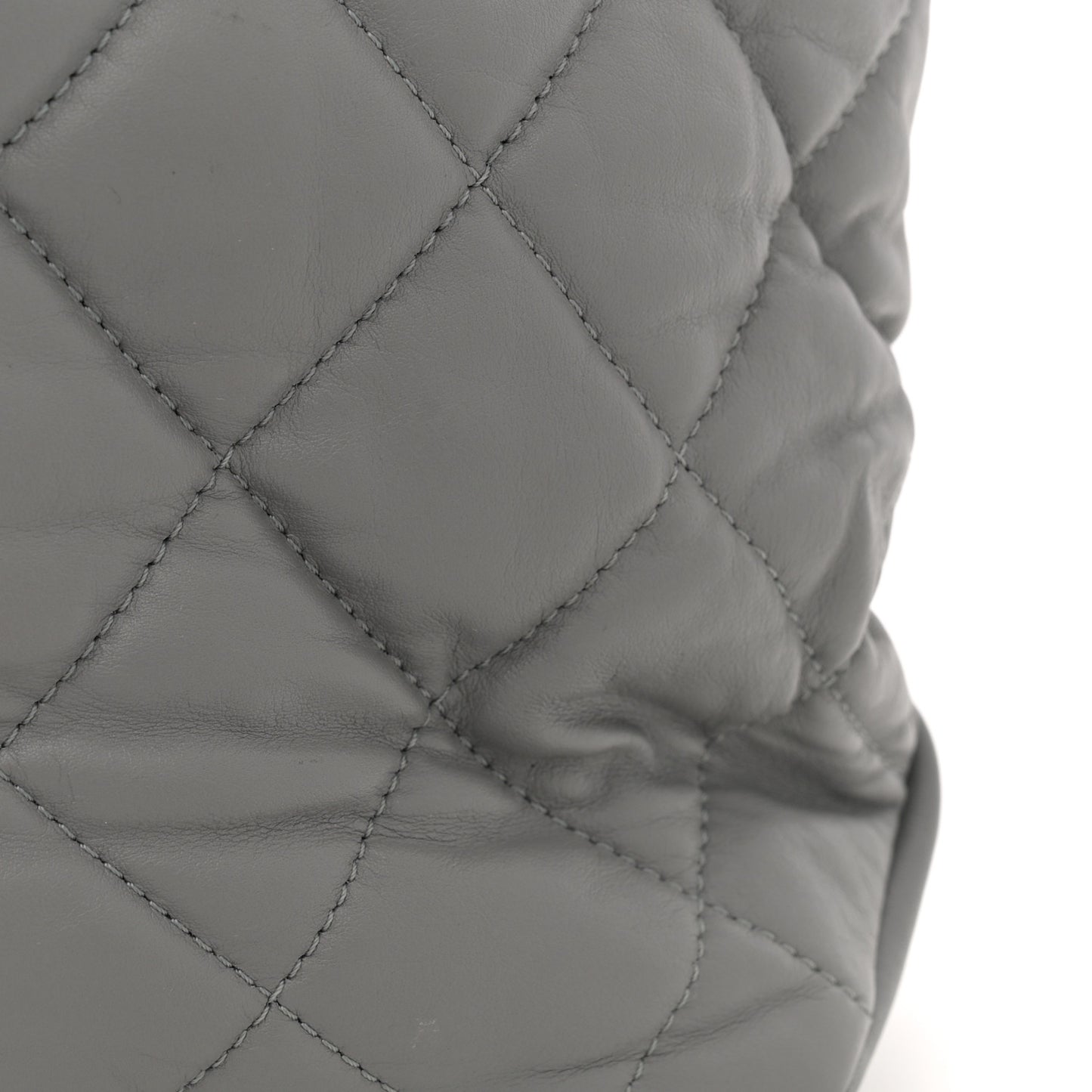 Calfskin Quilted Large Soft Elegance Tote Grey