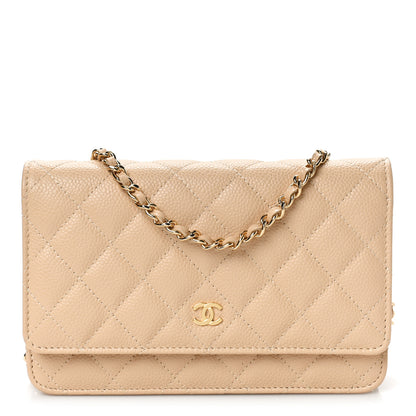 Chanel Caviar Quilted Wallet On Chain WOC Light Beige 1 of 10