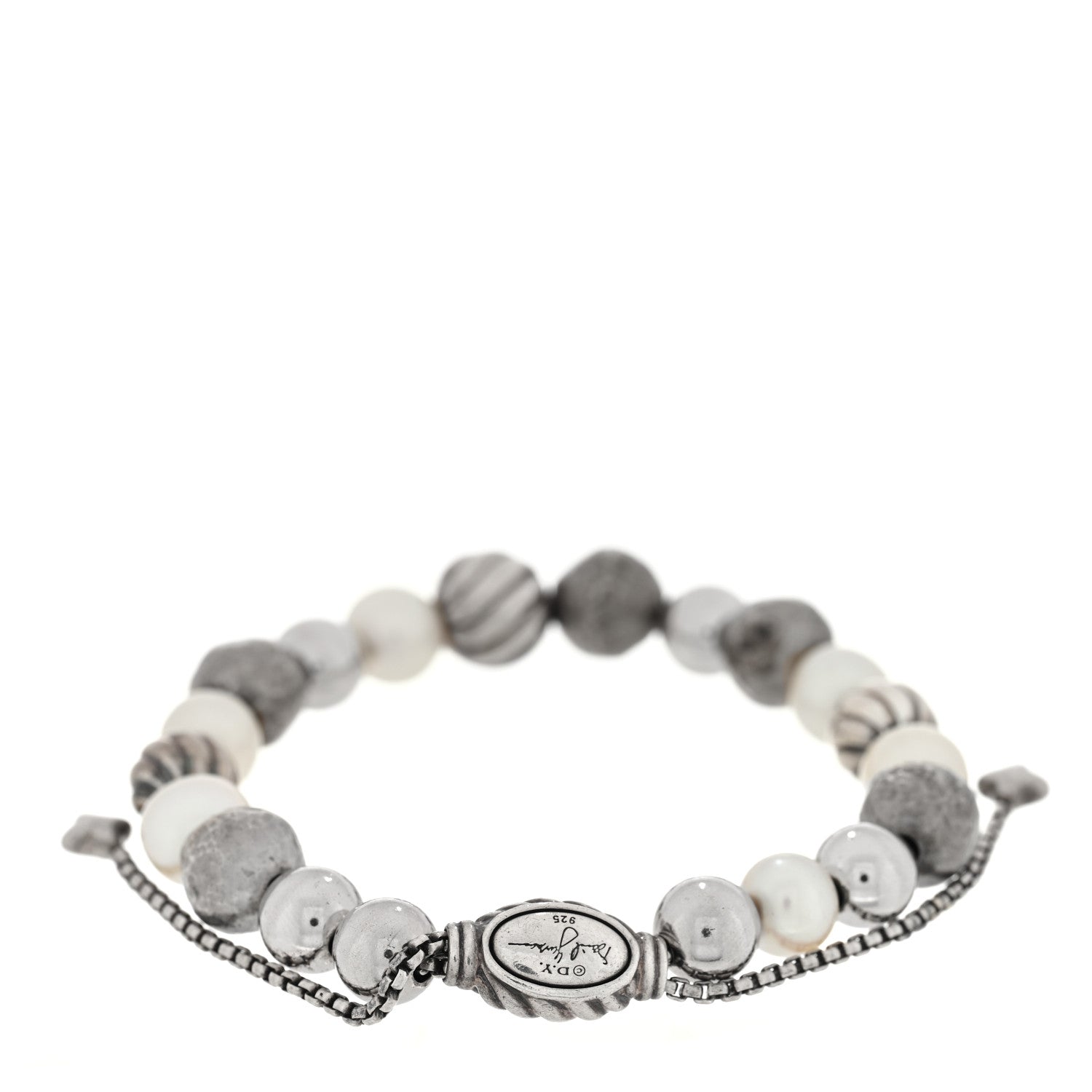 David Yurman Sterling Silver Pearl 8mm Spiritual Bead Bracelet 2 of 3