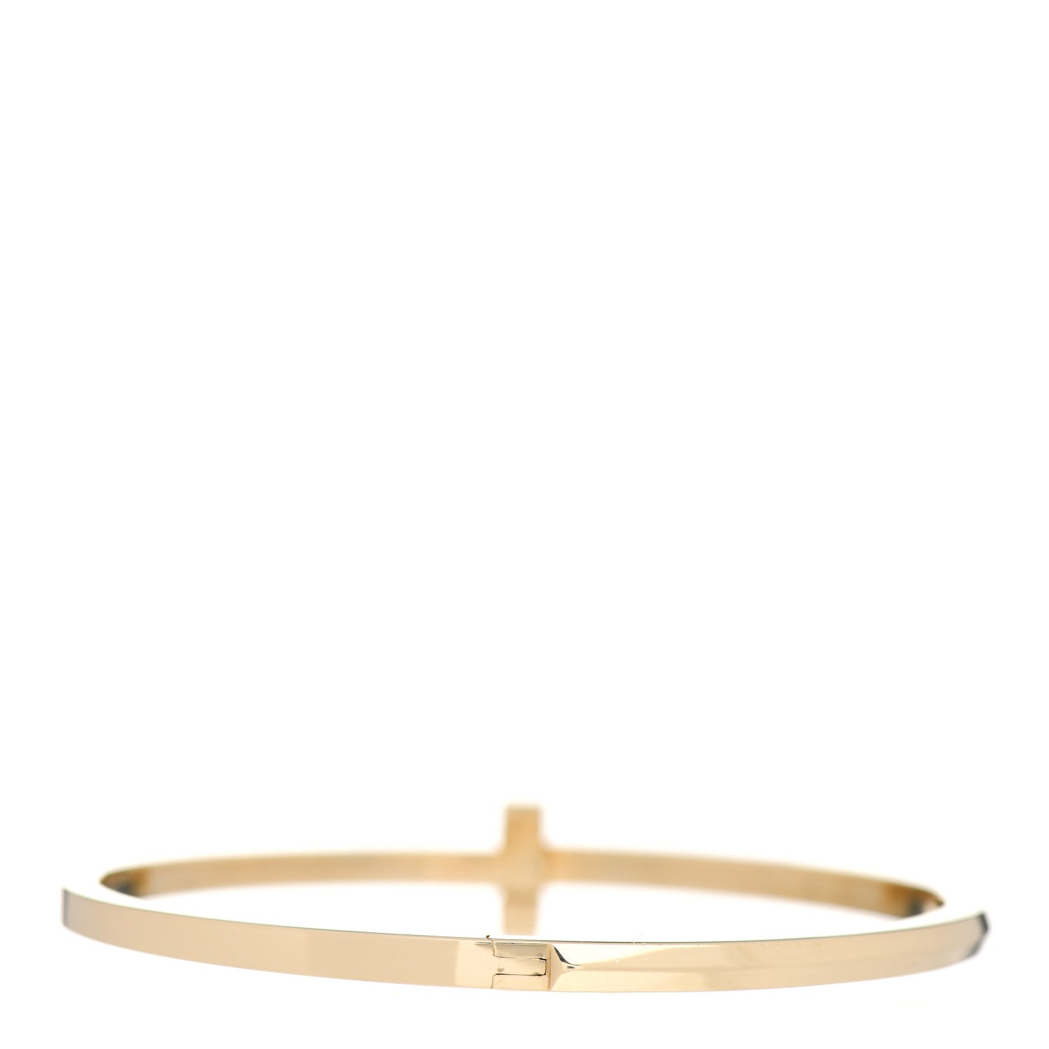 Tiffany 18K Yellow Gold Narrow T T1 Hinged Bangle Bracelet 3 of 4