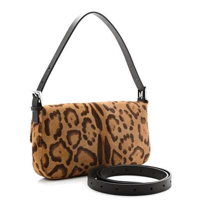 Fendi Calf Hair Vitello Jaguar Print Baguette Re Edition 26424 Moro Natural 3 of 11