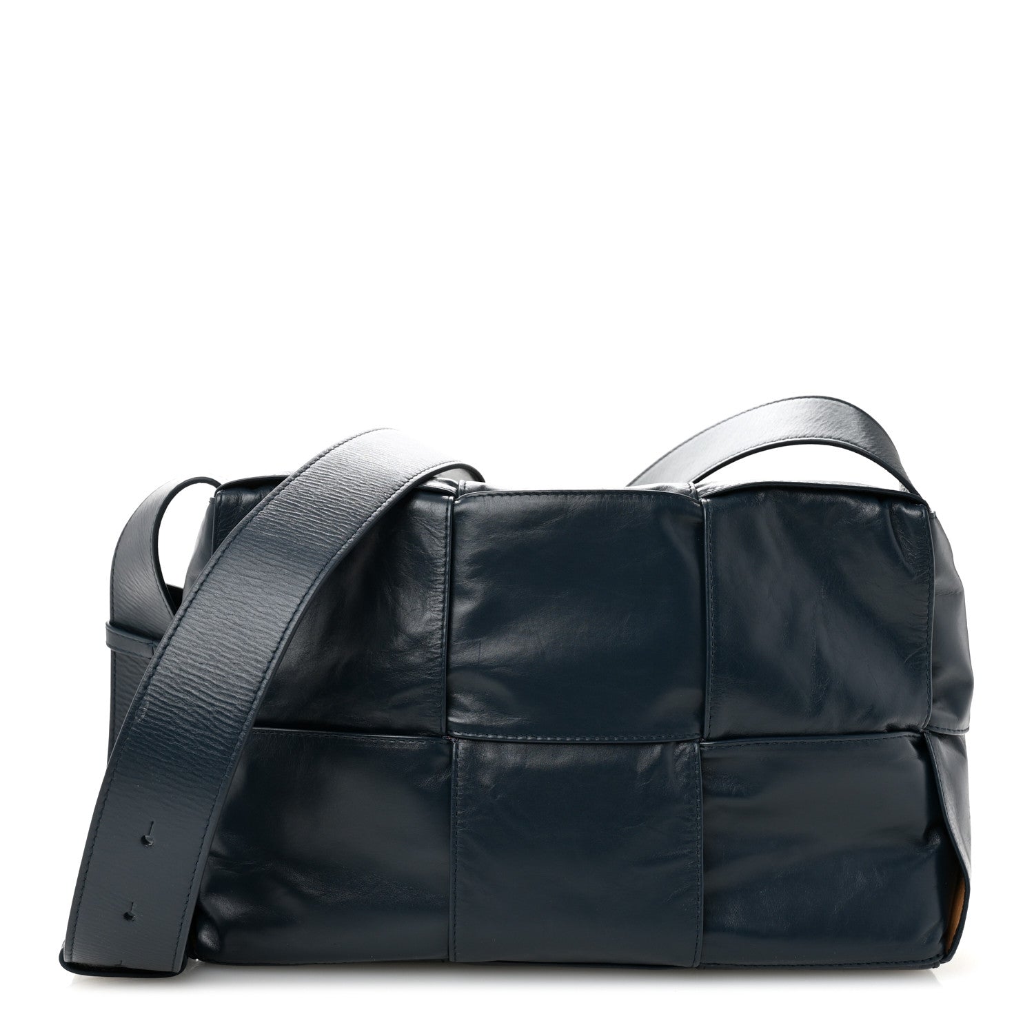 Bottega Veneta Paper Calfskin Maxi Intreccio Medium Arco Camera Bag Deep Blue 1 of 11