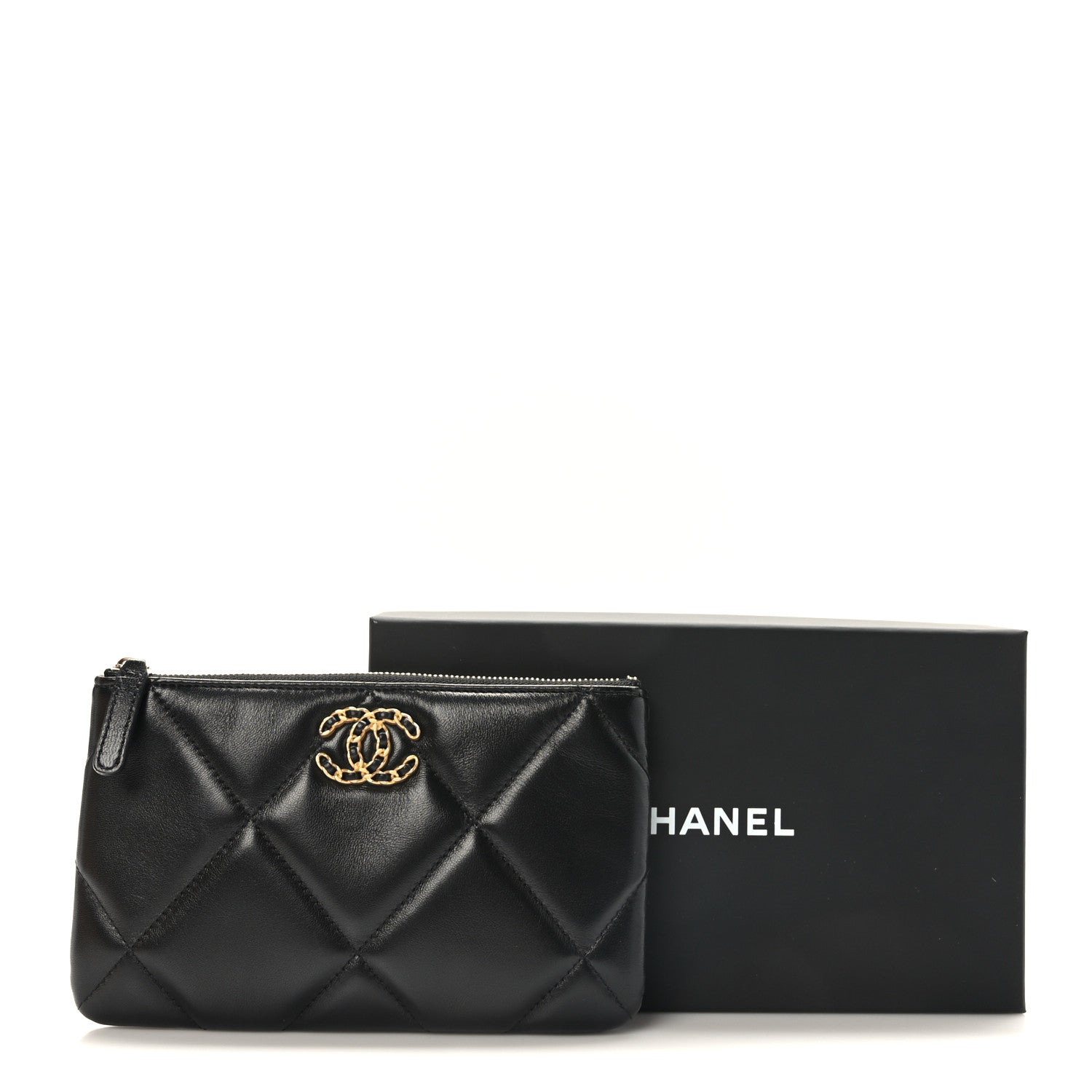 Chanel Lambskin Quilted Small Chanel 19 Pouch Black 8 of 8