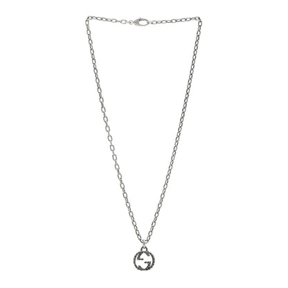 Gucci Sterling Silver Small Textured Interlocking G Pendant Necklace 3 of 5