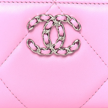 Chanel Lambskin Quilted Chanel 19 Zip Around Coin Purse Wallet Light Pink 8 of 9