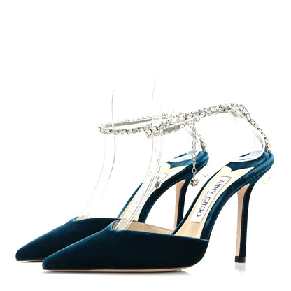 Jimmy Choo Velvet Crystal Saeda 100 Pumps Dragonfly 37 3 of 7