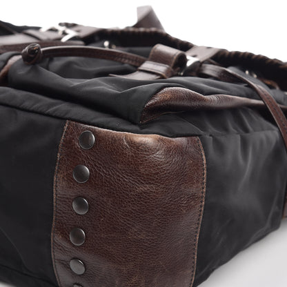 Prada Tessuto Nylon Calfskin Studded Shoulder Bag Bruciato 9 of 12