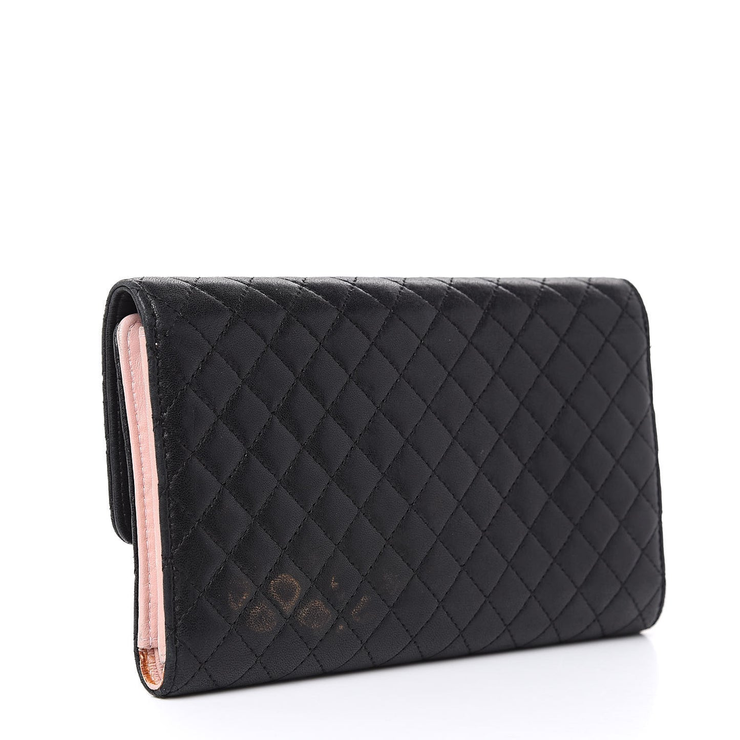 Lambskin Micro Quilted Tri-Fold Wallet Black