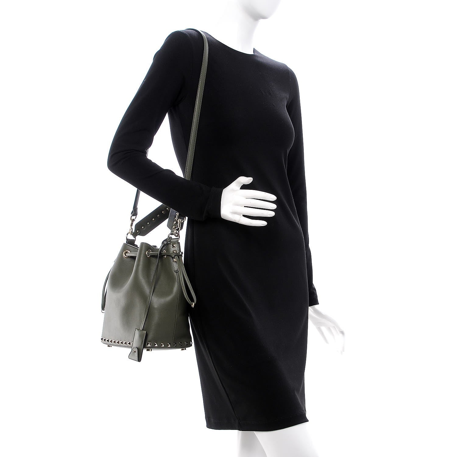 Valentino Garavani Vitello Rockstud Bucket Bag Oasis 2 of 9