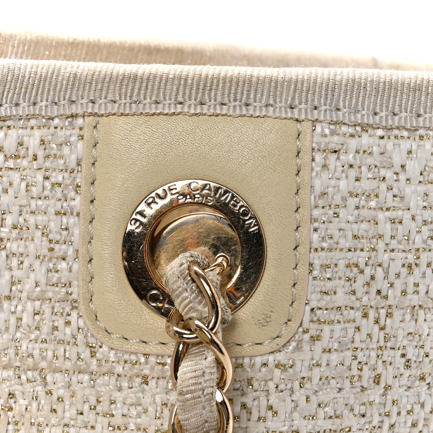 Chanel Lurex Boucle Small Deauville Tote Ivory 12 of 16