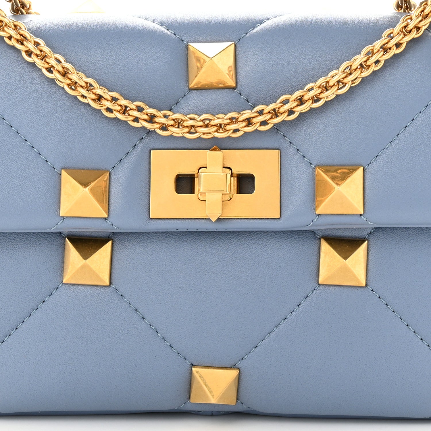 Valentino Garavani Nappa Medium Roman Stud Shoulder Bag Niagara 7 of 9