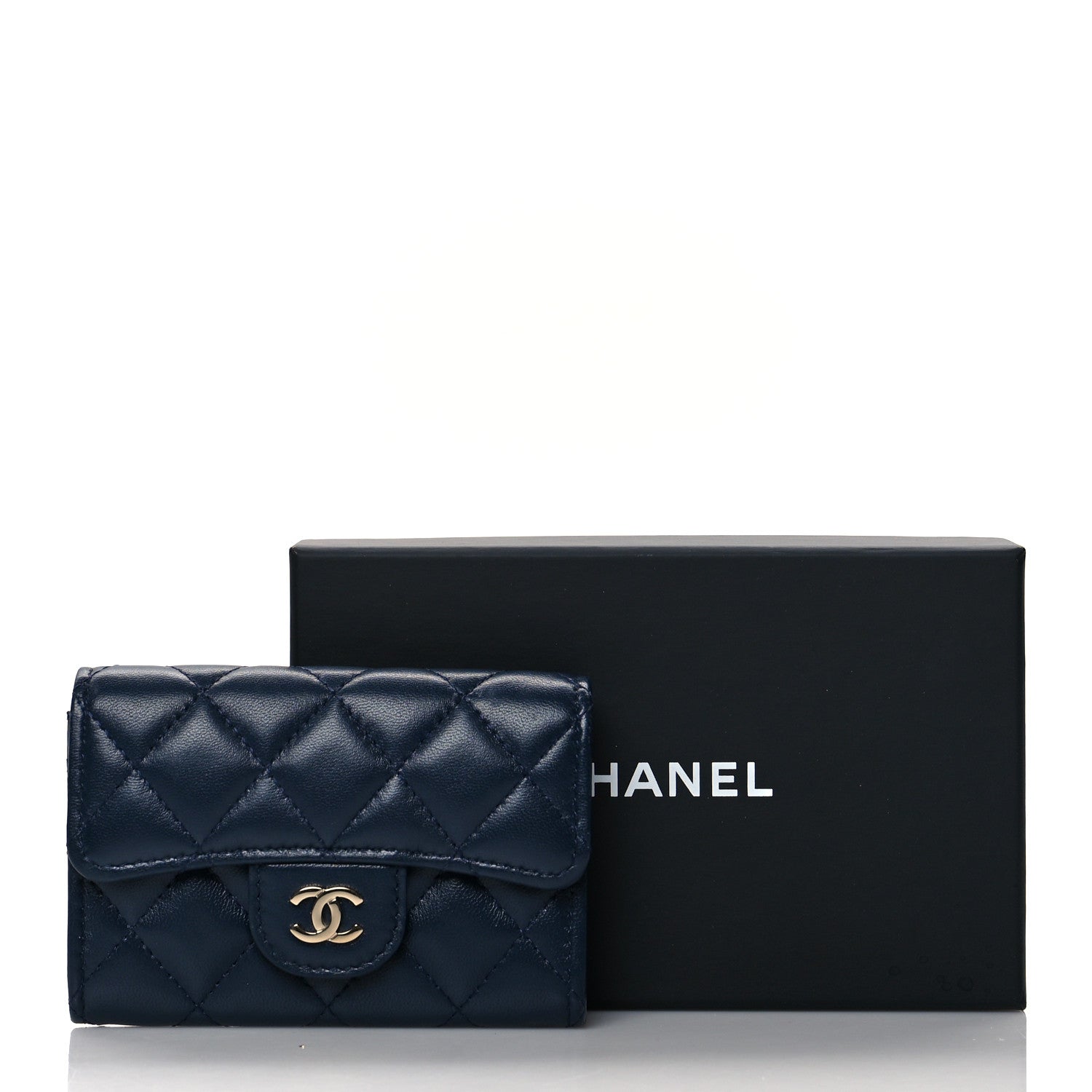 Chanel Lambskin Quilted Flap Card Holder Wallet Navy 10 of 10