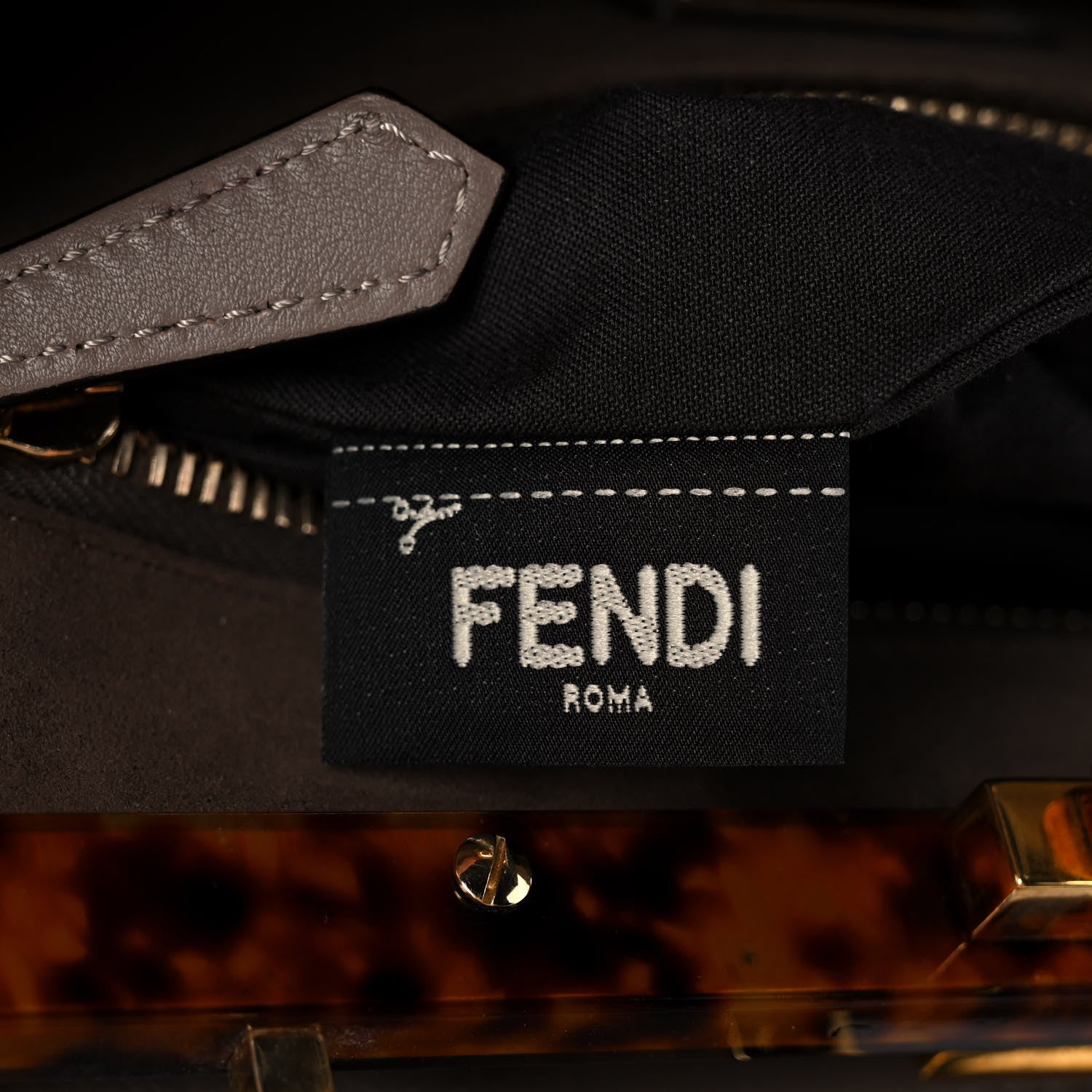 Fendi Vitello Seta Plexiglass Tortoise Medium Peekaboo Iconic Satchel Tortora 10 of 13