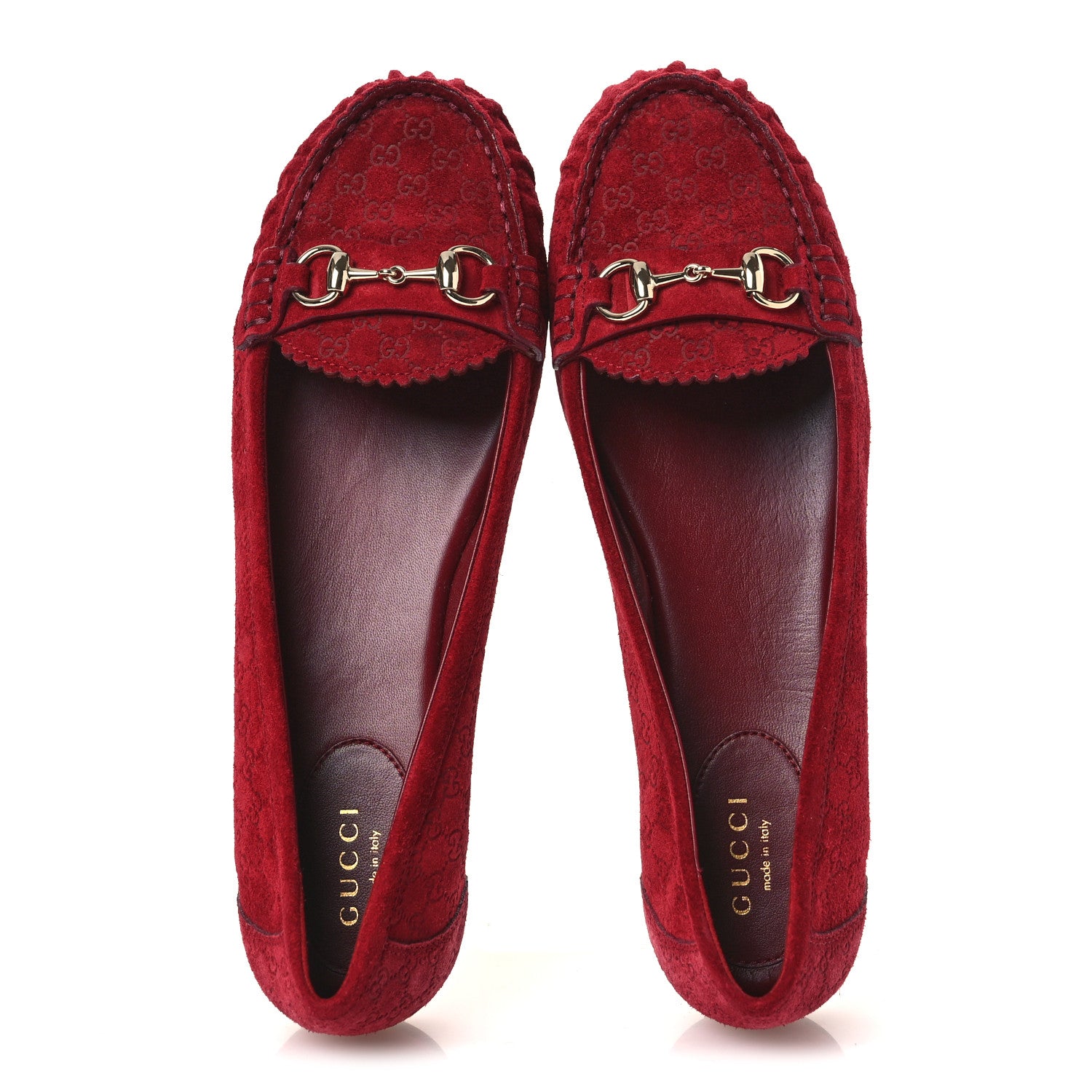 Gucci Suede Micro GG Horsebit Womens Kensington Moccasin Loafers 37  Rosso Ancora 2 of 11