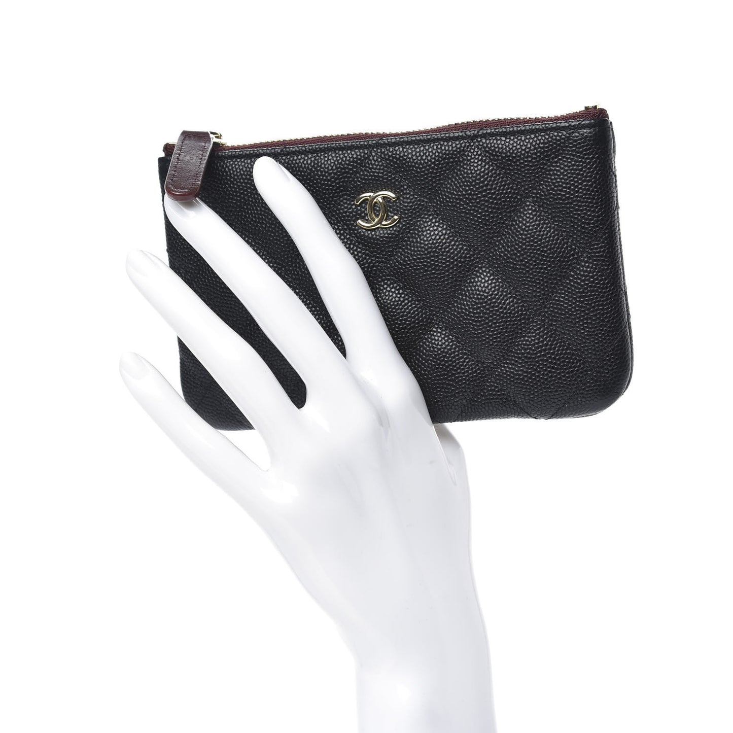 Caviar Quilted Small Cosmetic Case Black