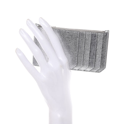 Saint Laurent Grained Calfskin 5 Fragments Zip Pouch Card Holder Silver 2 of 8