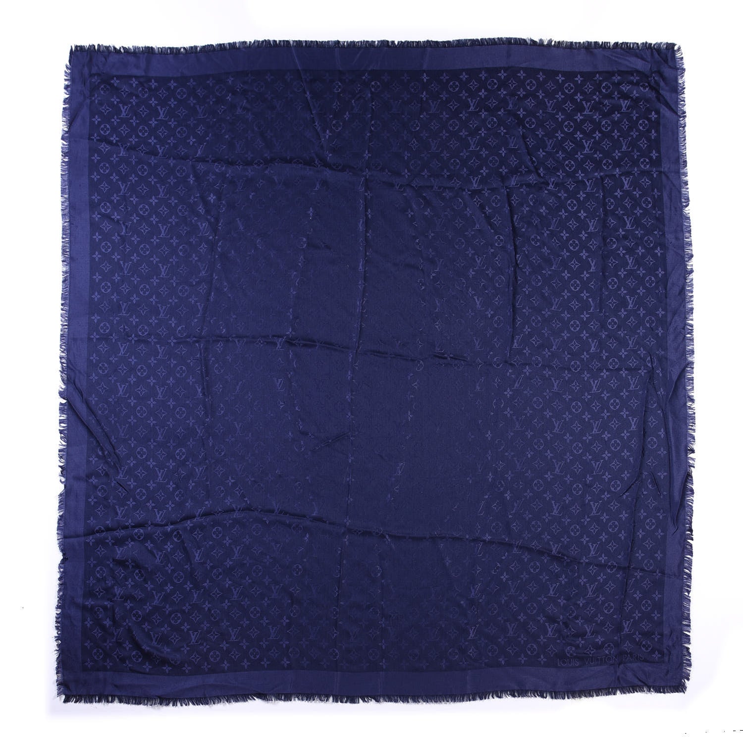 Louis Vuitton Silk Wool Monogram Shawl Night Blue 1 of 3