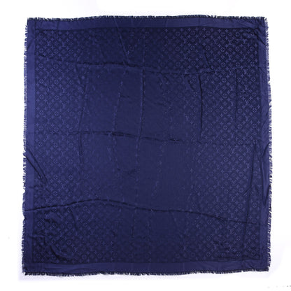 Louis Vuitton Silk Wool Monogram Shawl Night Blue 1 of 3