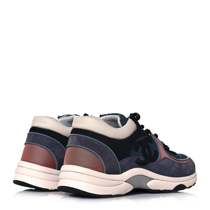 Chanel Nylon Calfskin Suede Womens CC Sneakers 38 Grey Pink 4 of 6