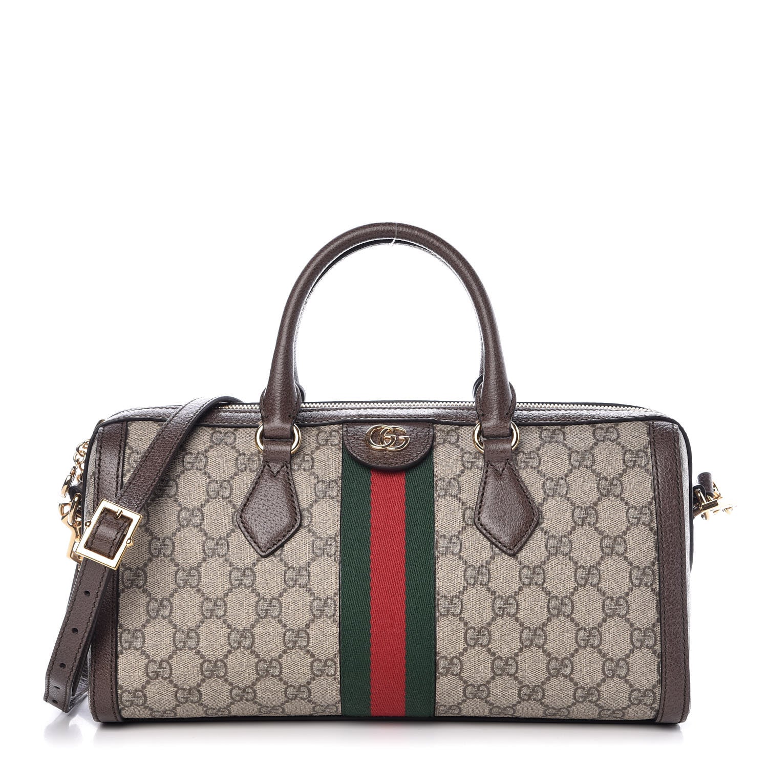 Gucci GG Supreme Monogram Web Medium Ophidia Boston Brown 1 of 7