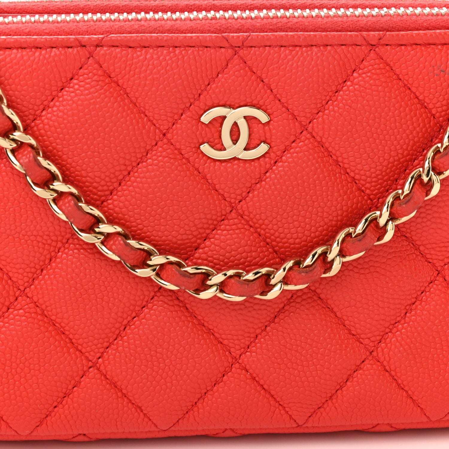 Chanel Caviar Quilted Small Clutch With Chain Red 8 of 11