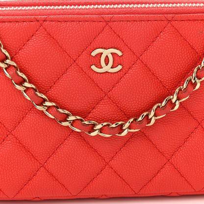 Chanel Caviar Quilted Small Clutch With Chain Red 8 of 11