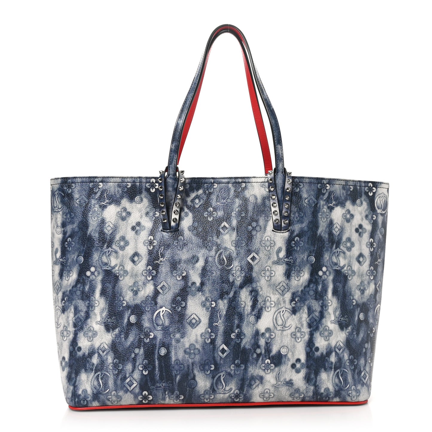 Metallic Calfskin Tie Dye Spikes East West Cabata Tote Multicolor