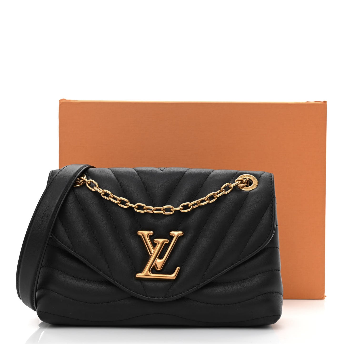 Calfskin LV New Wave Chain Bag Black