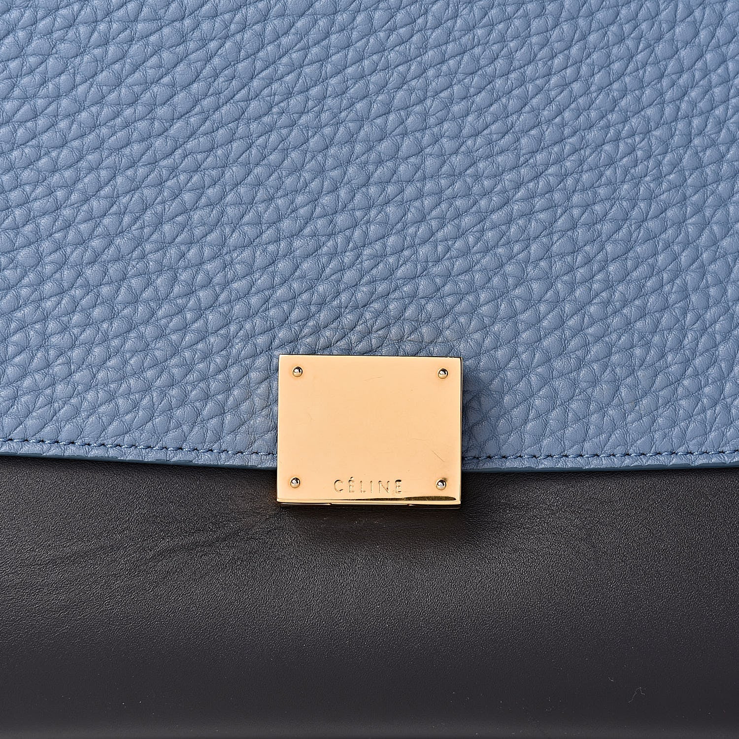 Celine Bullhide Calfskin Grained Nubuck Small Tri-Color Trapeze Medium Blue 8 of 12
