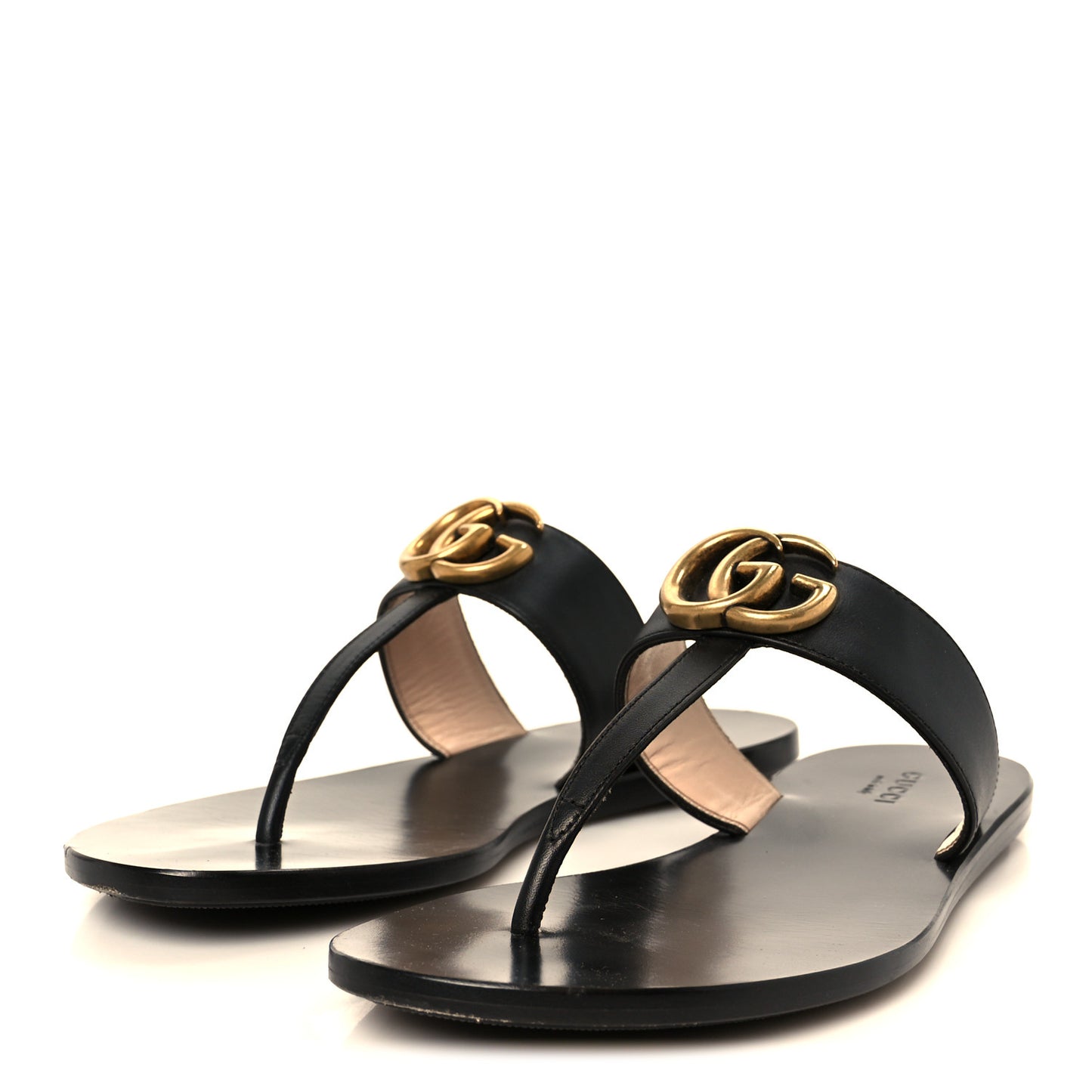Calfskin GG Marmont Thong Sandals 36 Black