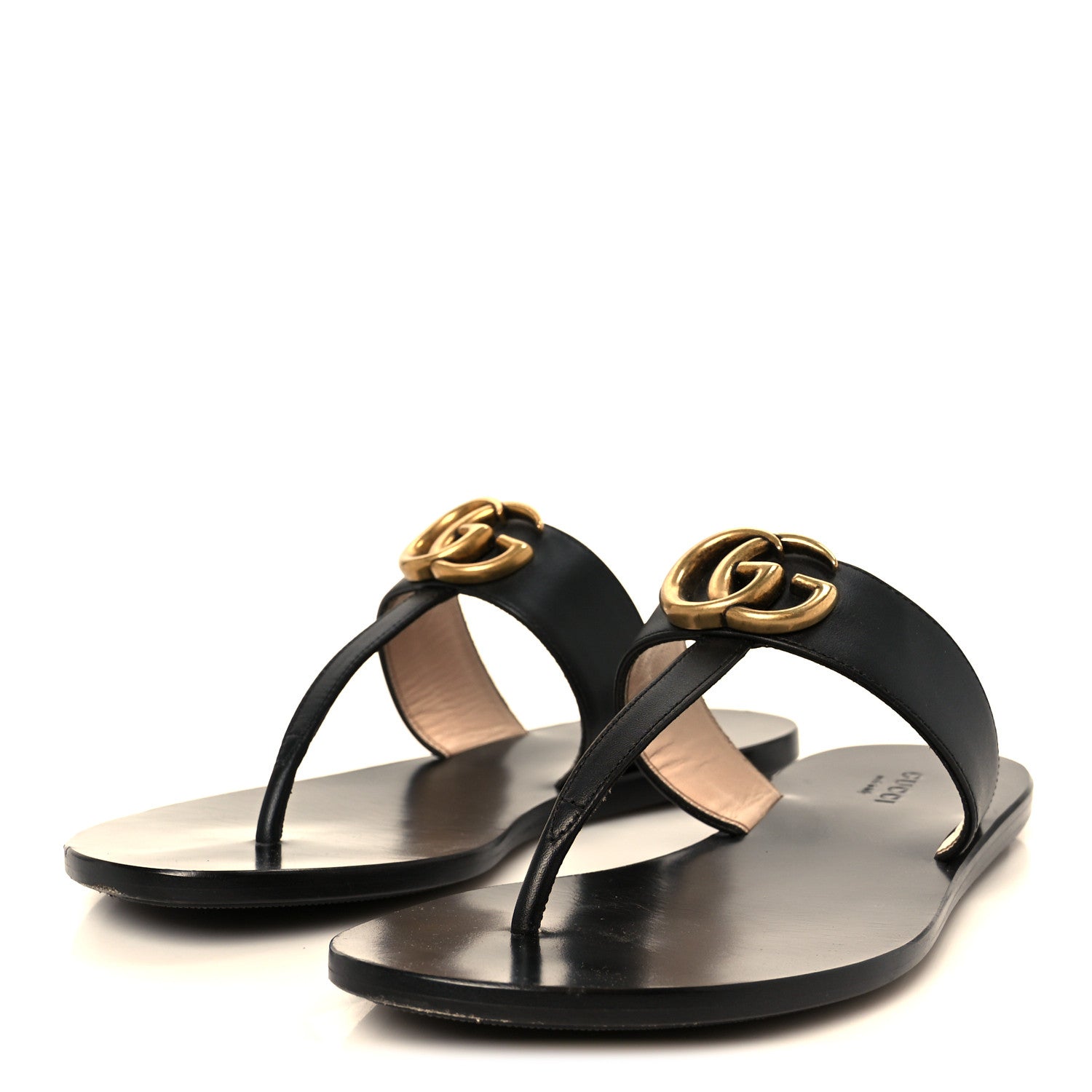 Gucci Calfskin GG Marmont Thong Sandals 36 Black 4 of 10