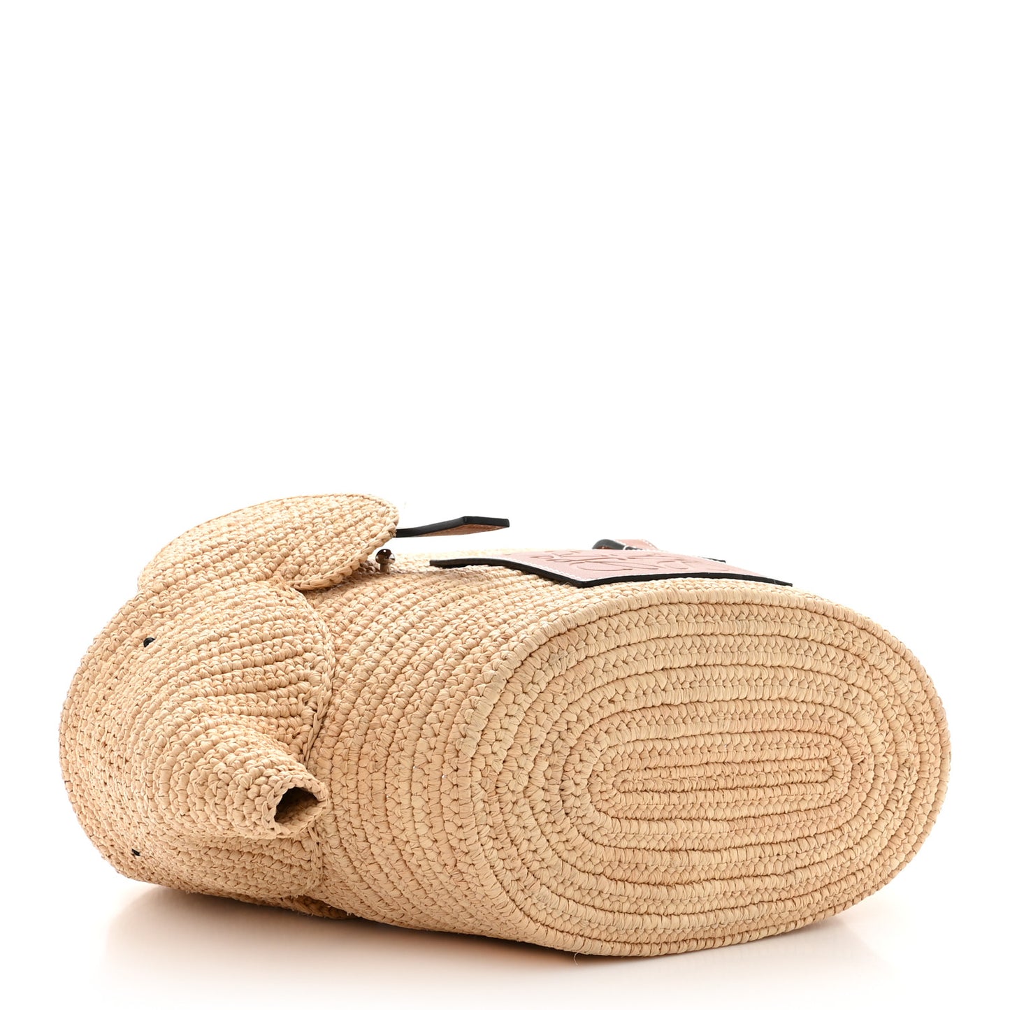 Raffia Small Elephant Basket Tote Bag Natural Tan