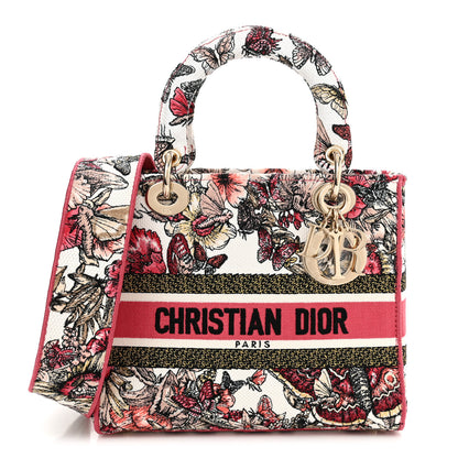 Christian Dior Canvas Embroidered Butterfly Print Medium Lady D-Lite Multicolor 1 of 11