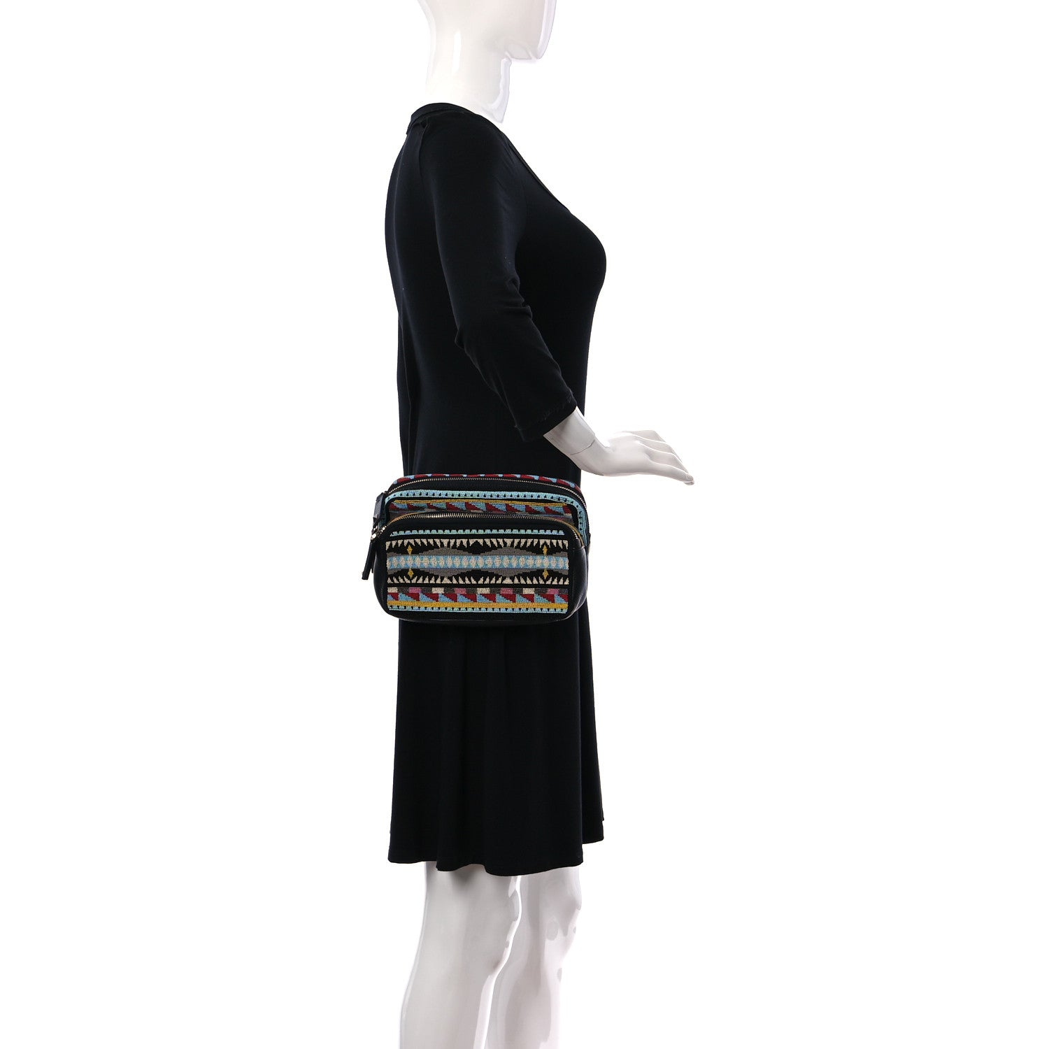 Valentino Garavani Pebbled Calfskin Beaded Rockstud Belt Bag Black 2 of 12