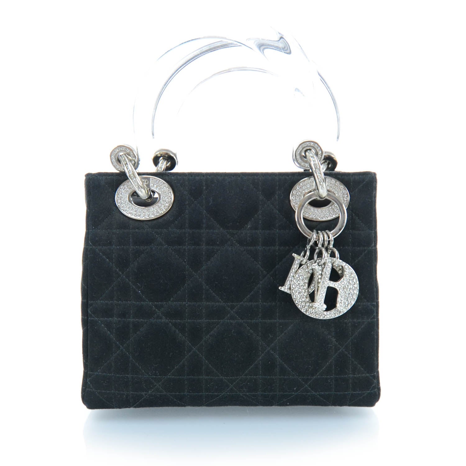 Christian Dior Satin Swarovski Crystal Cannage Mini Lady Dior Black 1 of 11