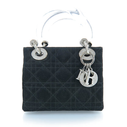 Christian Dior Satin Swarovski Crystal Cannage Mini Lady Dior Black 1 of 11