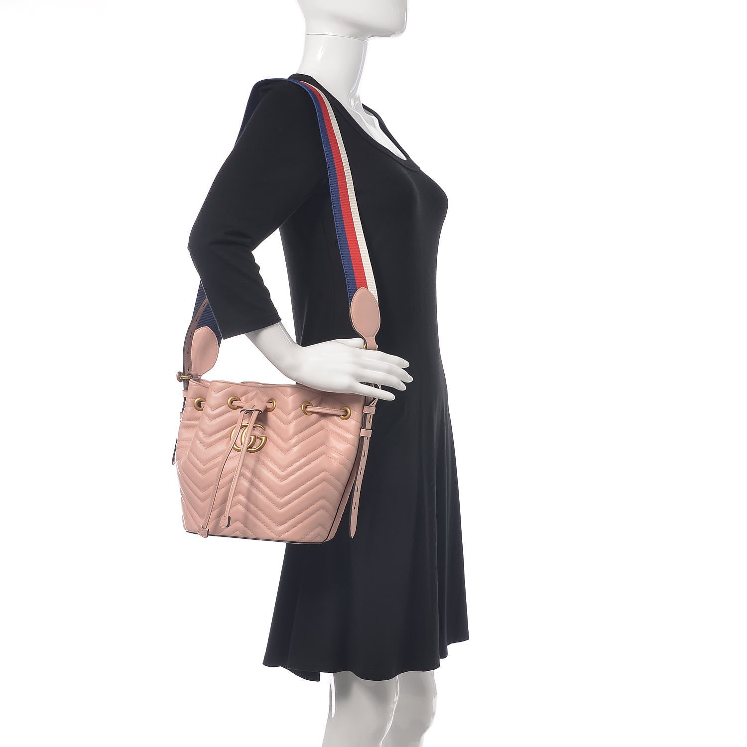 Gucci Calfskin Matelasse Sylvie Web GG Marmont Bucket Bag Perfect Pink 2 of 9