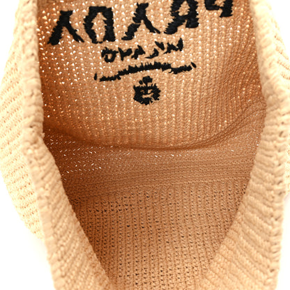 Prada Yarn Raffia Effect Crochet Embroidered Logo Tote Naturale 5 of 10