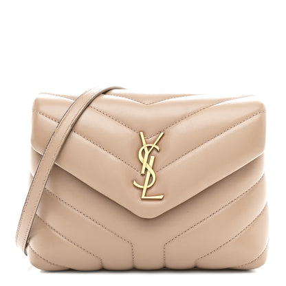 Saint Laurent Calfskin Y Quilted Monogram Toy Loulou Crossbody Bag Dark Beige 1 of 10
