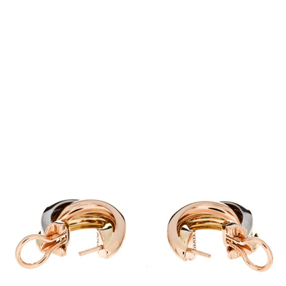 Cartier 18K Pink Yellow White Gold Classic Trinity Hoop Earrings 3 of 7
