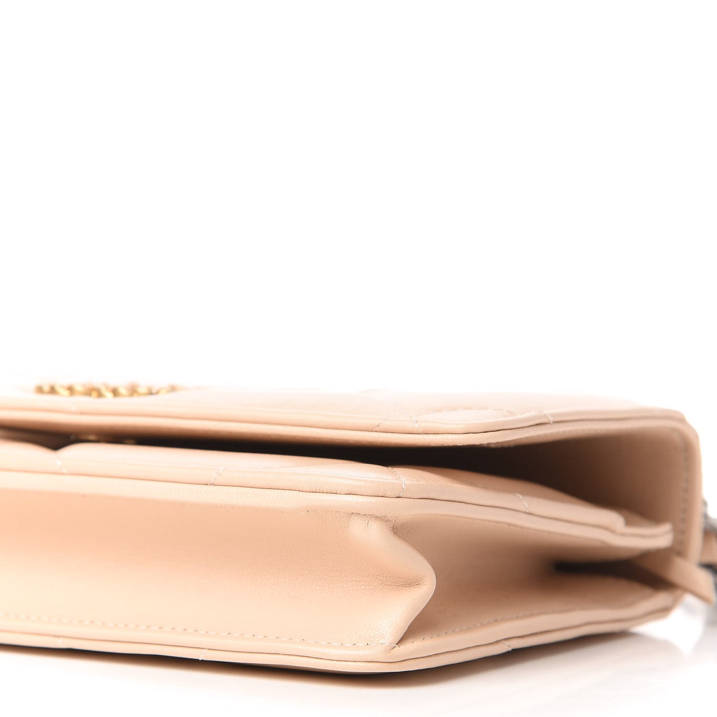 Lambskin Quilted Chanel 19 Wallet On Chain WOC Beige