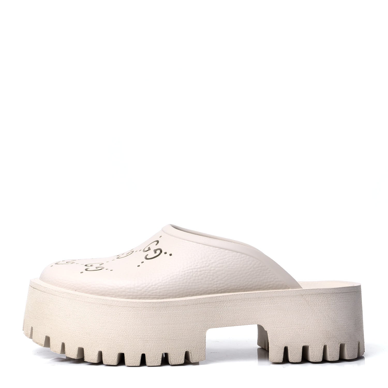 Gucci Rubber GG Monogram Perforated Elea Platform 55mm Lug Sole Sandals 37 Mystic White 1 of 6