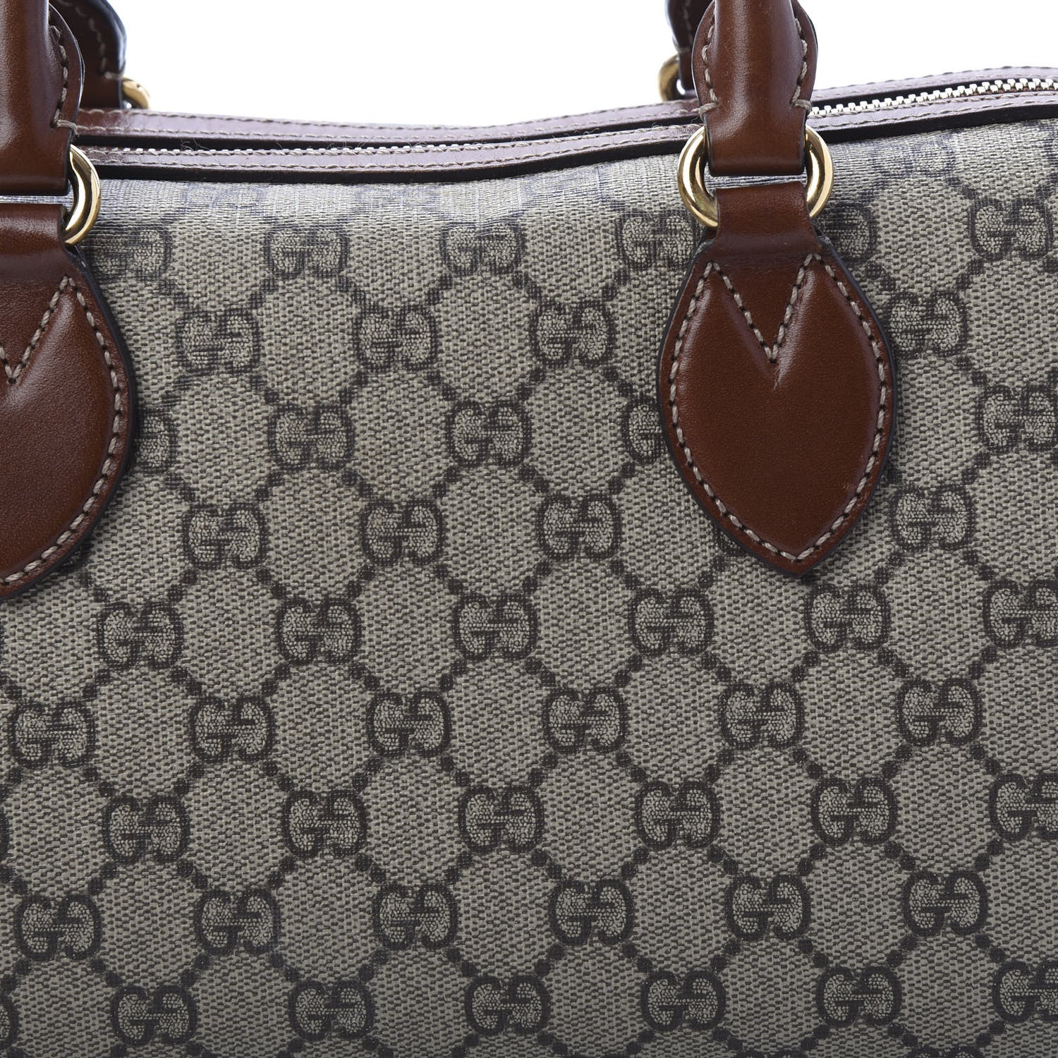 Gucci GG Supreme Monogram Cuoio Toscano Small Boston Beige Ebony Cuir 11 of 12