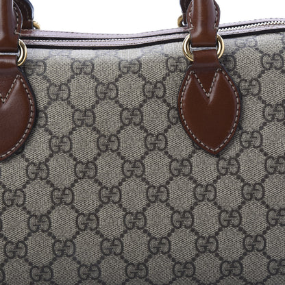 Gucci GG Supreme Monogram Cuoio Toscano Small Boston Beige Ebony Cuir 11 of 12