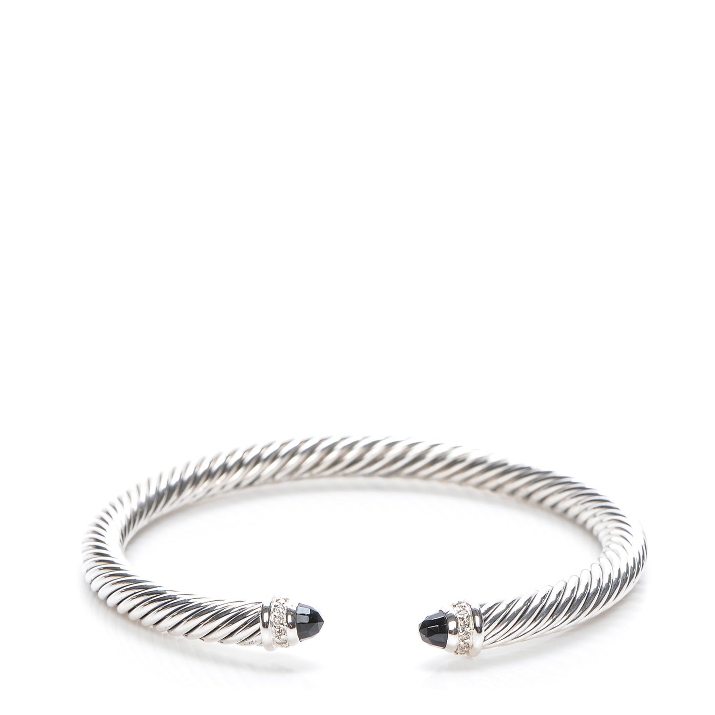 Sterling Silver Diamond Black Onyx 5mm Cable Classics Bracelet
