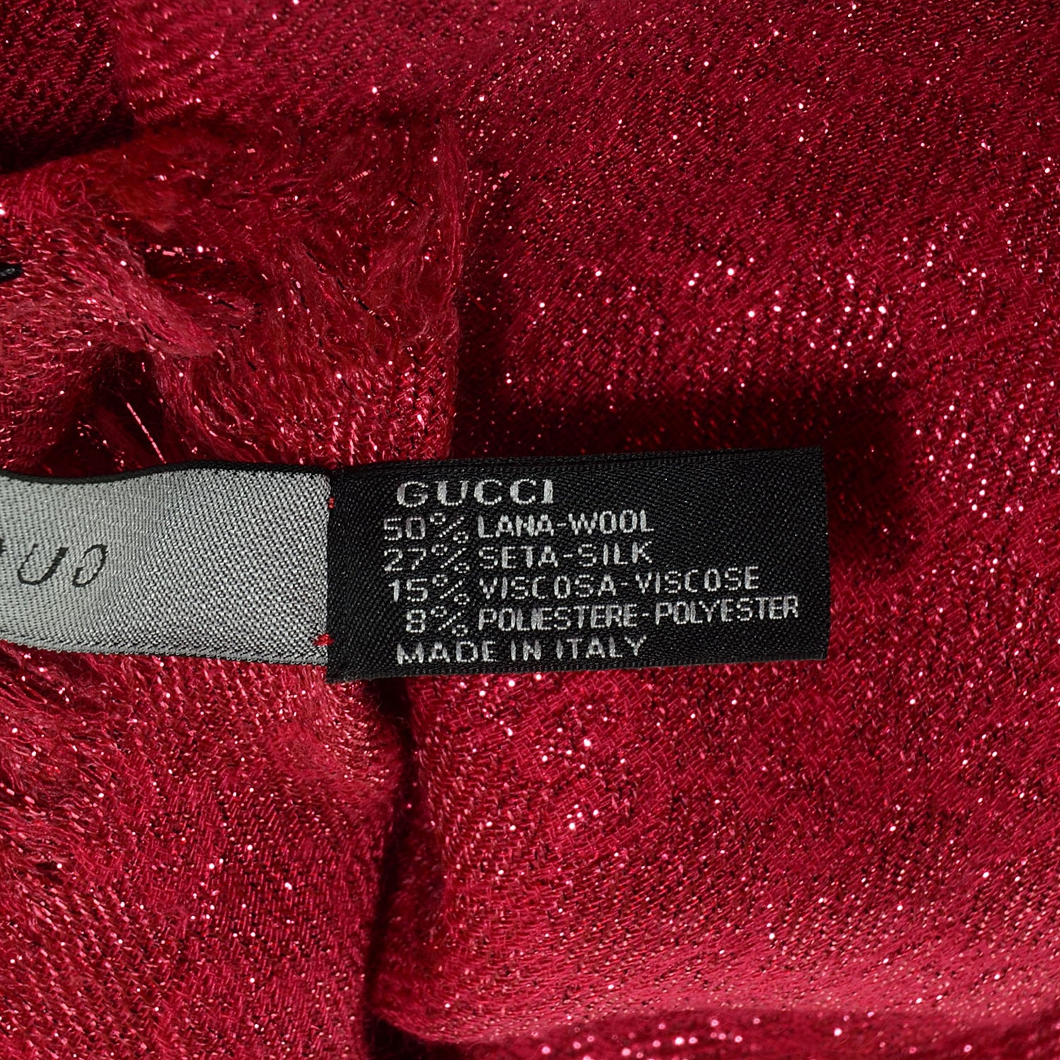 Gucci Silk Wool Shimmer Monogram Scarf Magenta 6 of 6