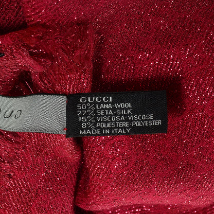 Gucci Silk Wool Shimmer Monogram Scarf Magenta 6 of 6
