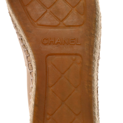 Chanel Lambskin CC Espadrilles 38 Beige Black 8 of 9
