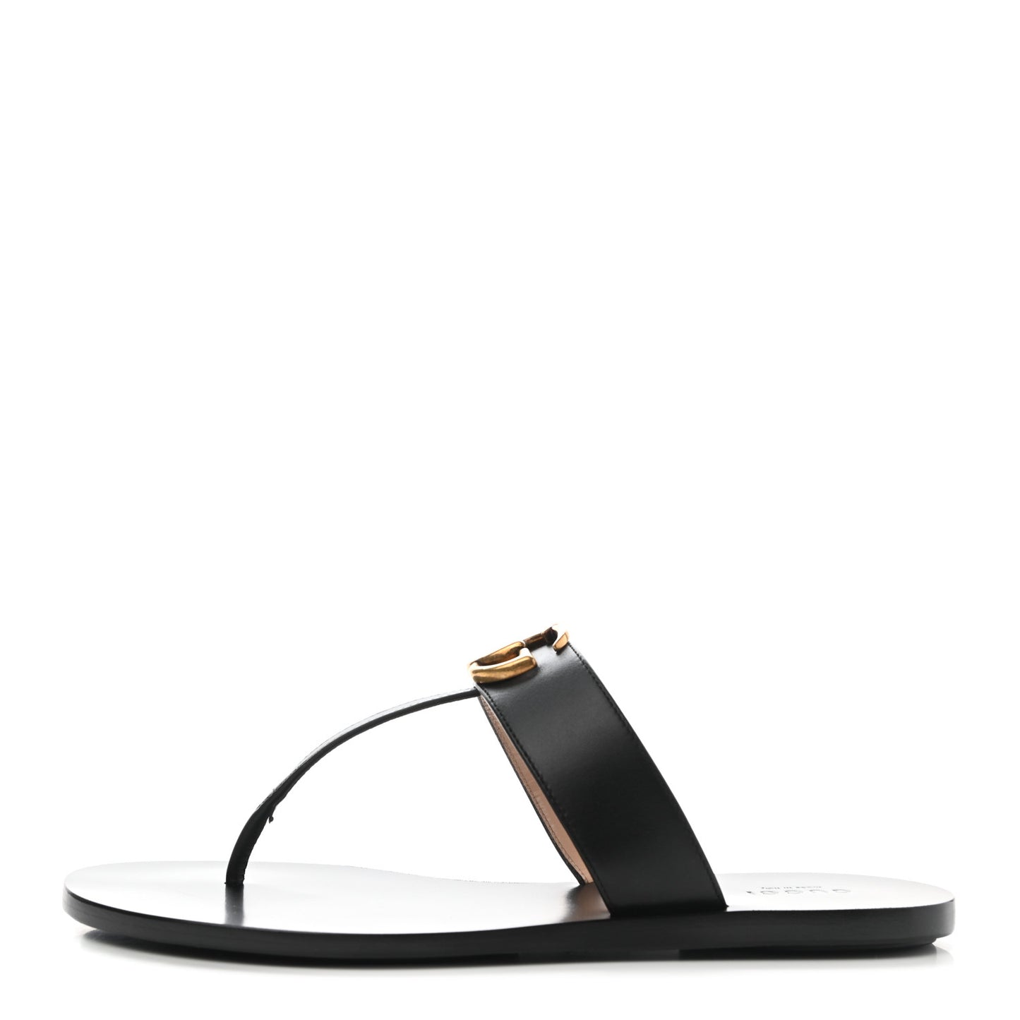 Calfskin GG Marmont Thong Sandals 38 Black